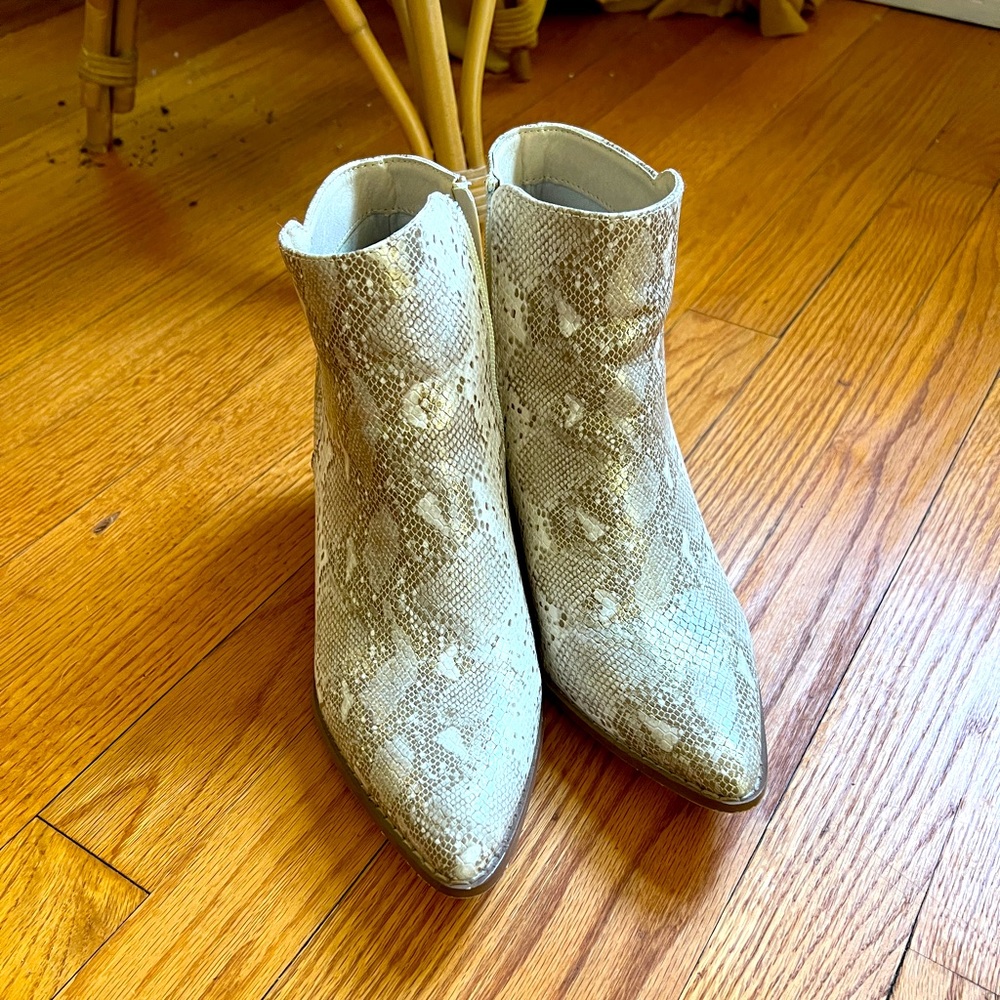 Gold and white booties